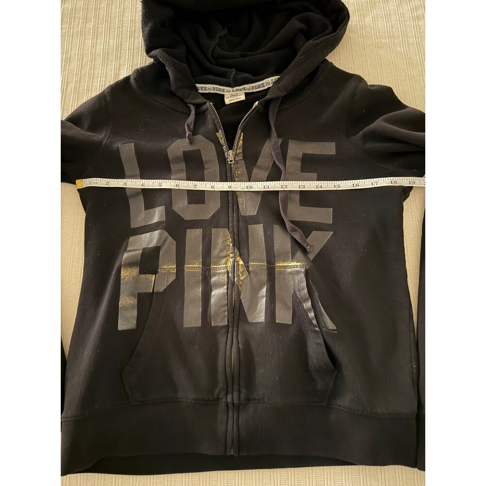 Victoria's Secret PINK Black Gold Sequined Leopard 86 Full Zip Hoodie Size Large - Picture 4 of 6